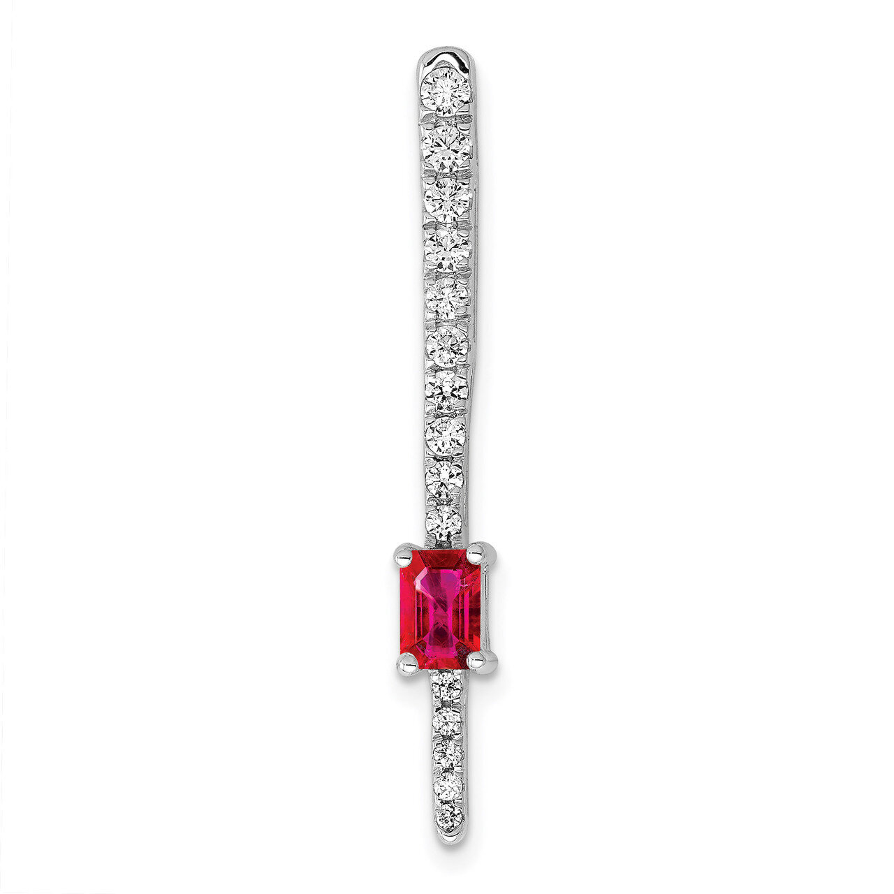 Diamond &amp; Ruby Fancy Chain Slide 14k White Gold PM3874-RU-055-WA