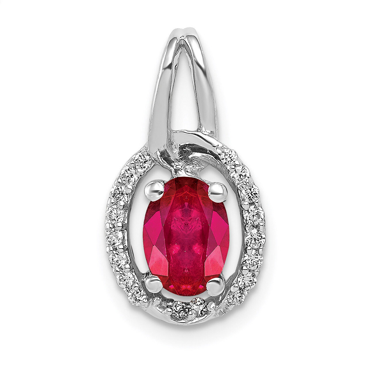 Diamond &amp; Ruby Pendant 14k White Gold PM5261-RU-013-WA