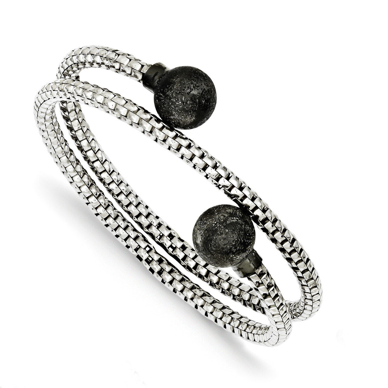 Textured with Black Rhodium Plating Wrap Bangle Sterling Silver QB726