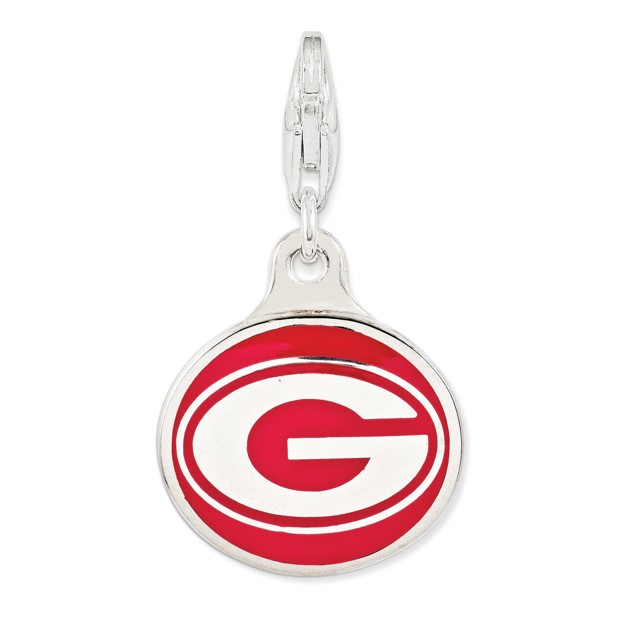 Enamel University of Georgia with Lobster Clasp Charm Sterling Silver QCC1124
