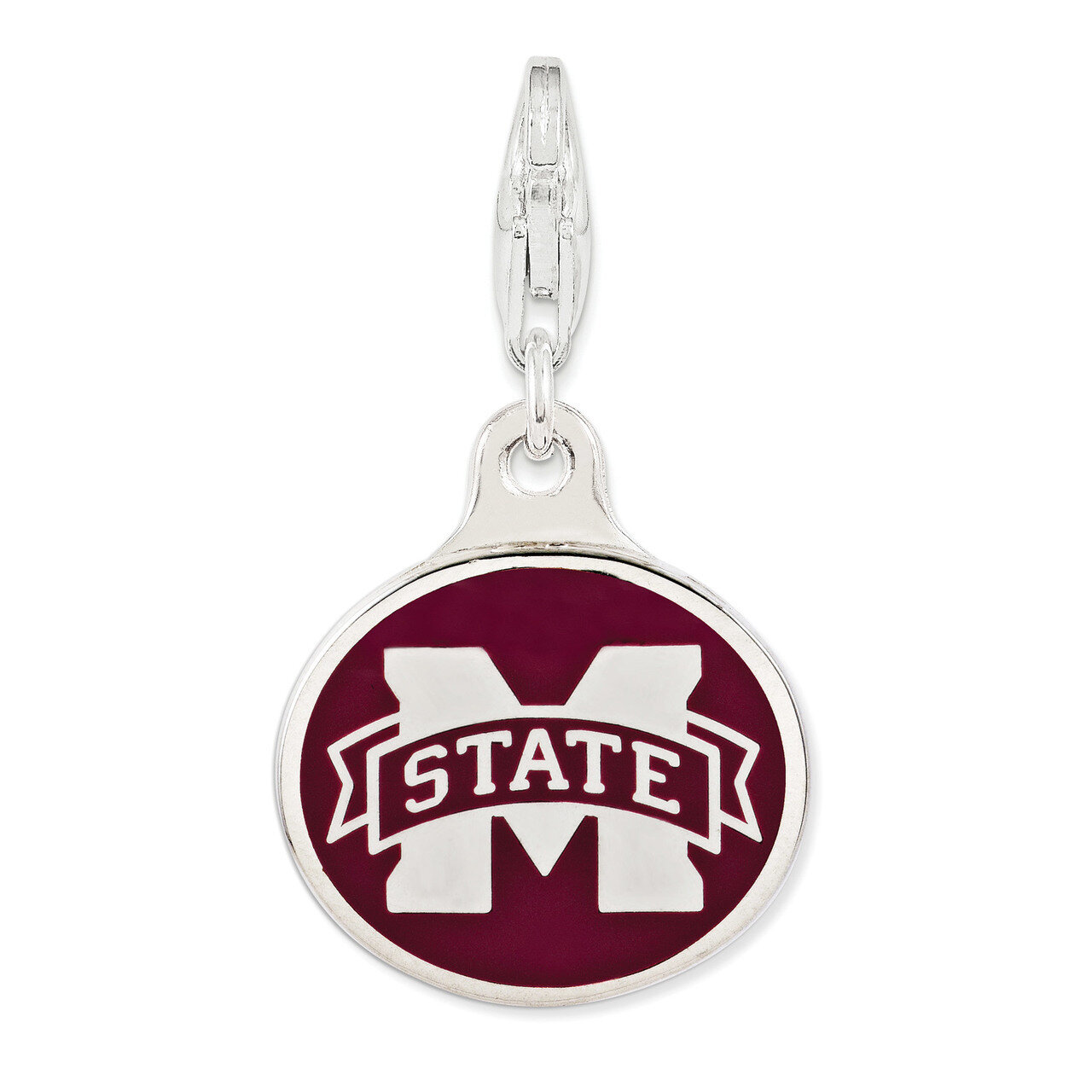 Enamel Mississippi State University with Lobster Clasp Charm Sterling Silver QCC1138