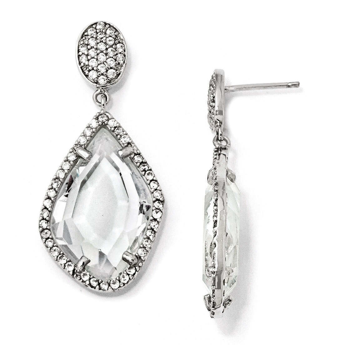 Cz Post Dangle Earrings Sterling Silver QCM1012