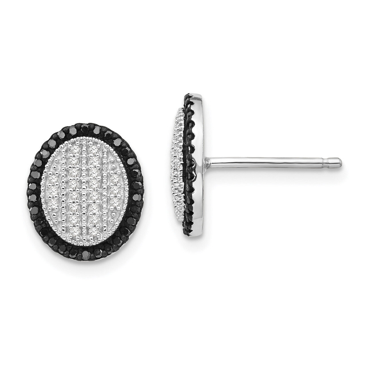 Black and White Diamond Earrings Sterling Silver QE10838
