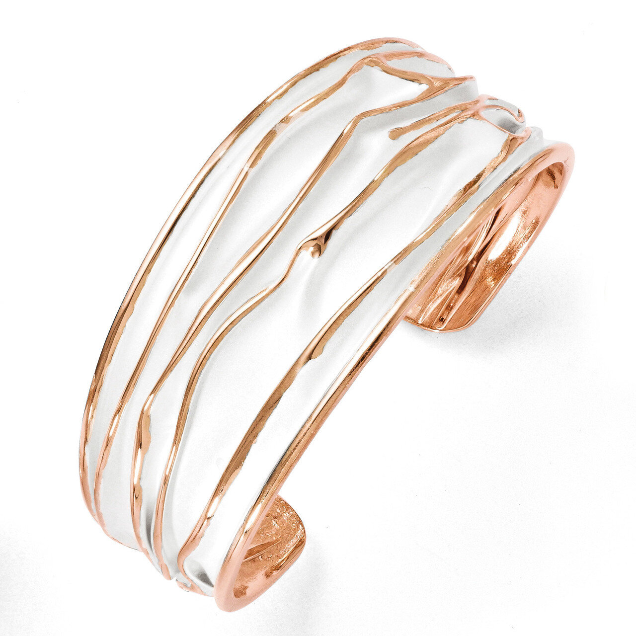 Rose Gold-Plated Medium Tappered Scrunch Bangle Sterling Silver QLF297