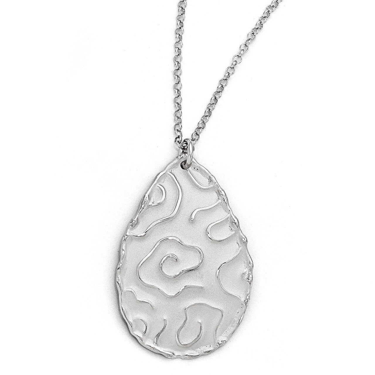 Rhodium-Plated Satin-Finish Necklace Sterling Silver QLF473-17