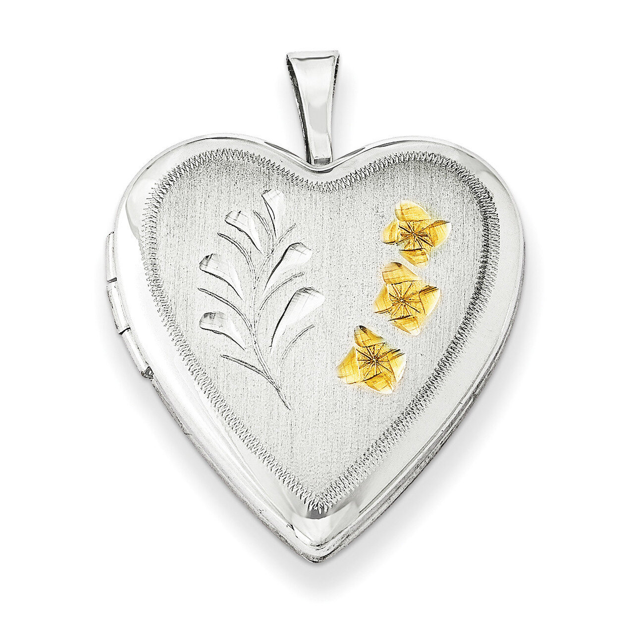 Gold-Plated Wheat 16mm Heart Locket Sterling Silver QLS492