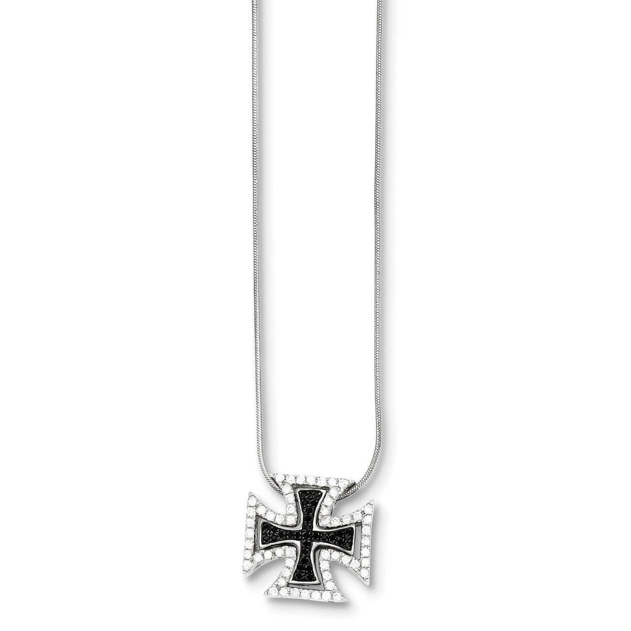 Cz Crosses Necklace Sterling Silver QMP459-18