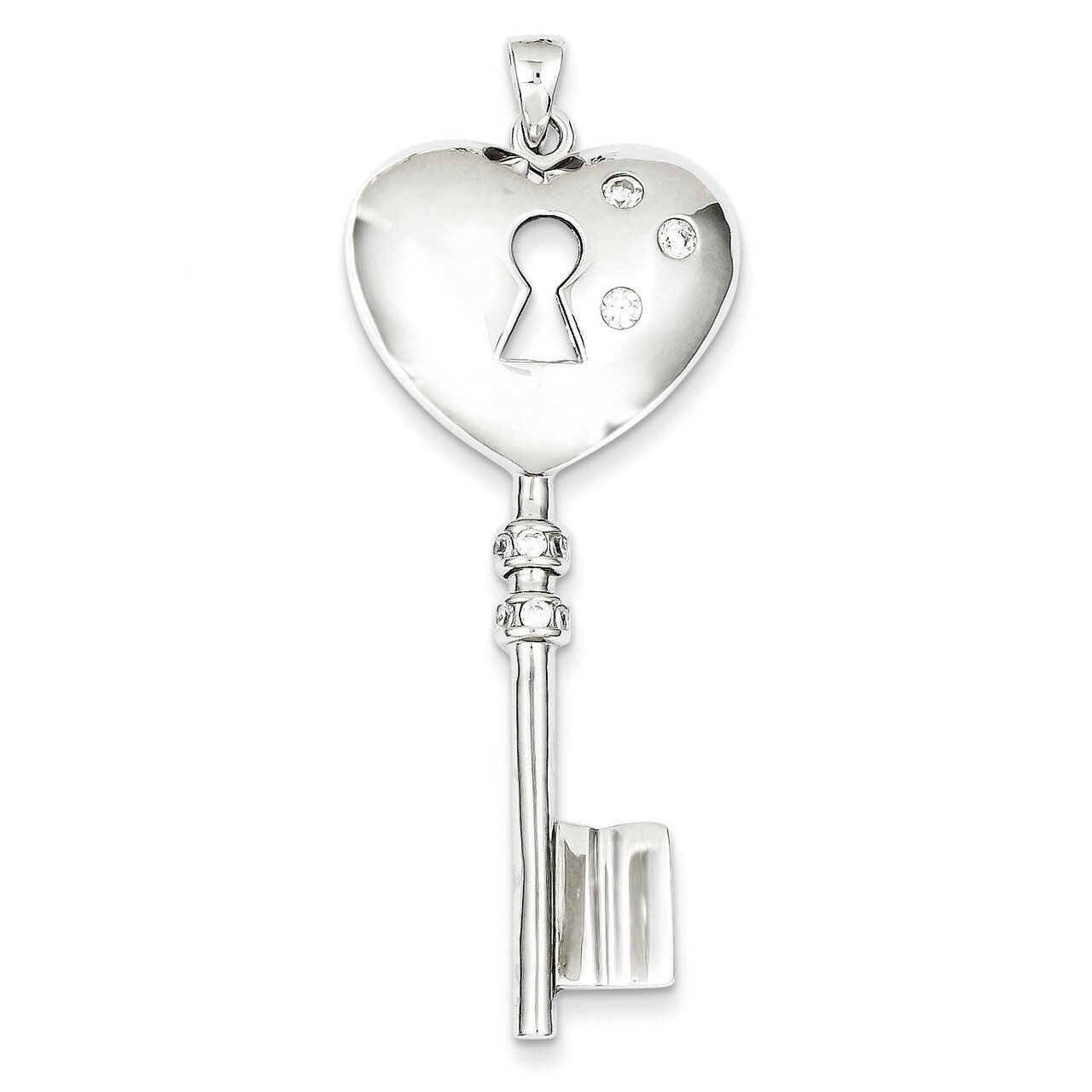 Cz Heart Key Pendant Sterling Silver QP2020