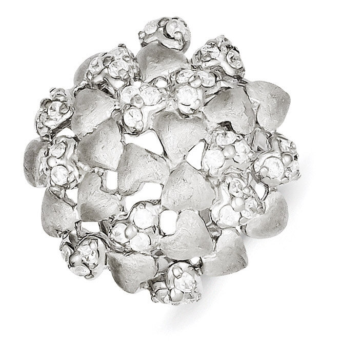 Satin &amp; Cz Hearts Ring Sterling Silver QR2651-8