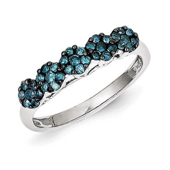 Blue Diamond Ring Sterling Silver QR5268-6