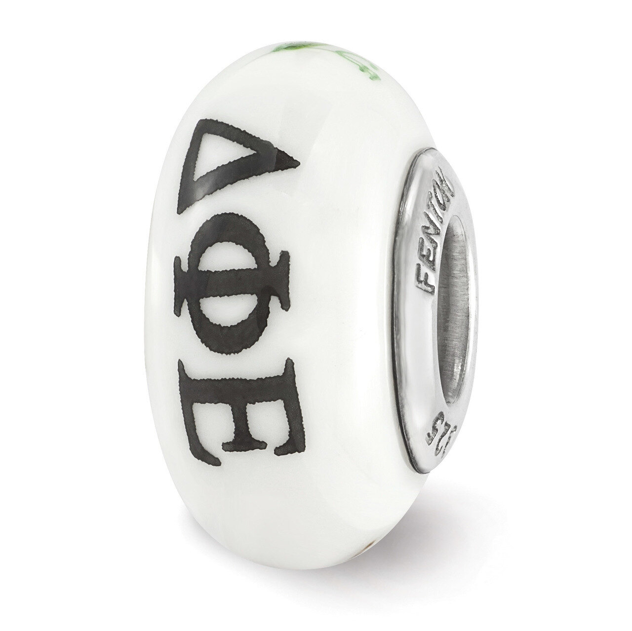 Hand Painted Delta Phi Epsilon Fenton Glass Bead Sterling Silver QRS3674
