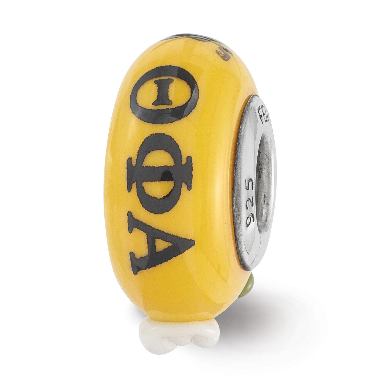 Hand Painted Theta Phi Alpha Fenton Glass Bead Sterling Silver QRS3686