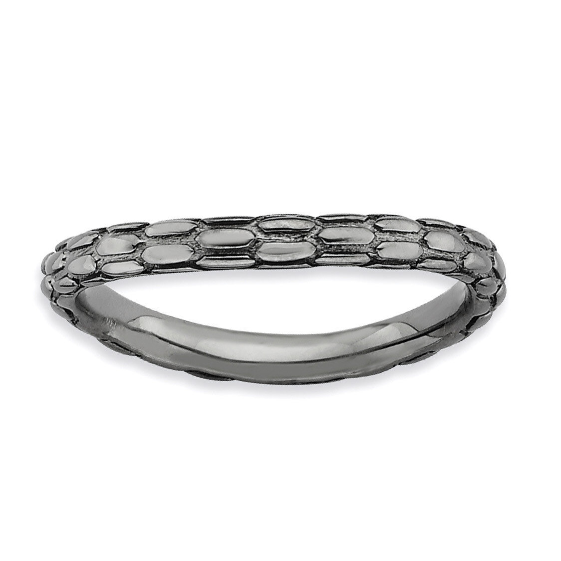 Black-Plate Wave Ring Sterling Silver Polished QSK695-10