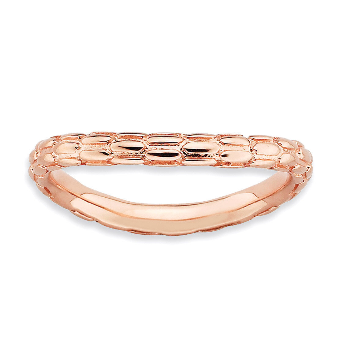Pink-Plate Wave Ring Sterling Silver Polished QSK696-9