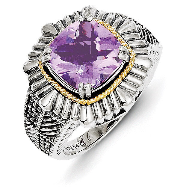 Amethyst Ring Sterling Silver &amp; 14k Gold QTC743-6