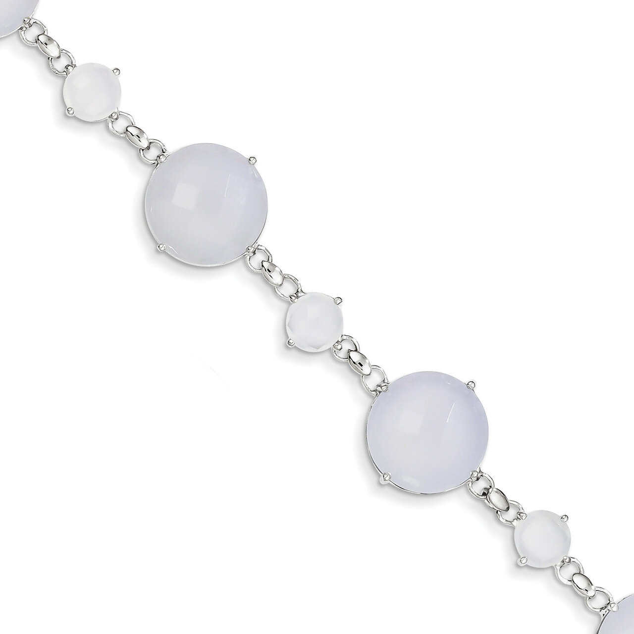 Blue Chalcedony Circle Bracelet Sterling Silver QX895