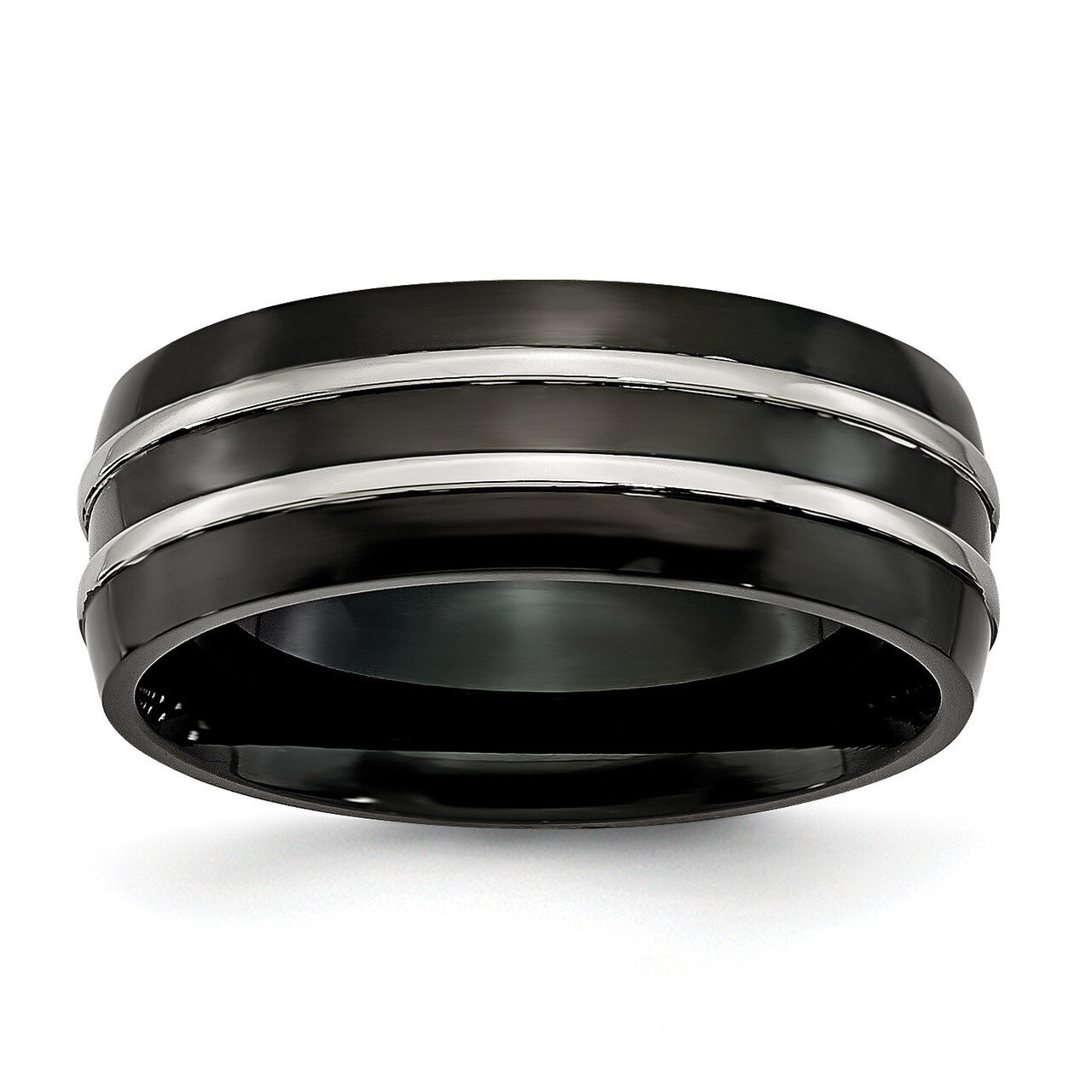 8mm Black Ip-Plated Brushed & Polished Band Stainless Steel SR152-10