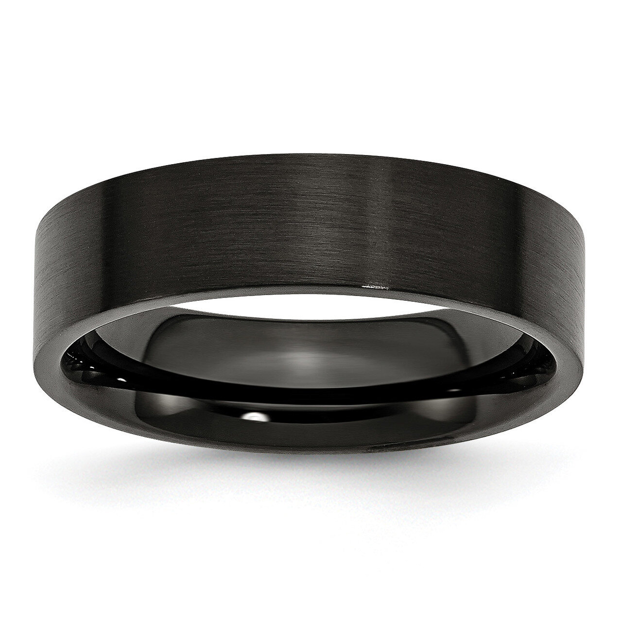 6mm Black Ip-Plated Brushed Flat Band Stainless Steel SR329-10.5