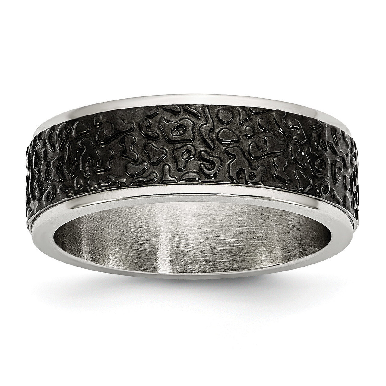 Polished and Textured Black Ip-Plated Band Stainless Steel SR480-10