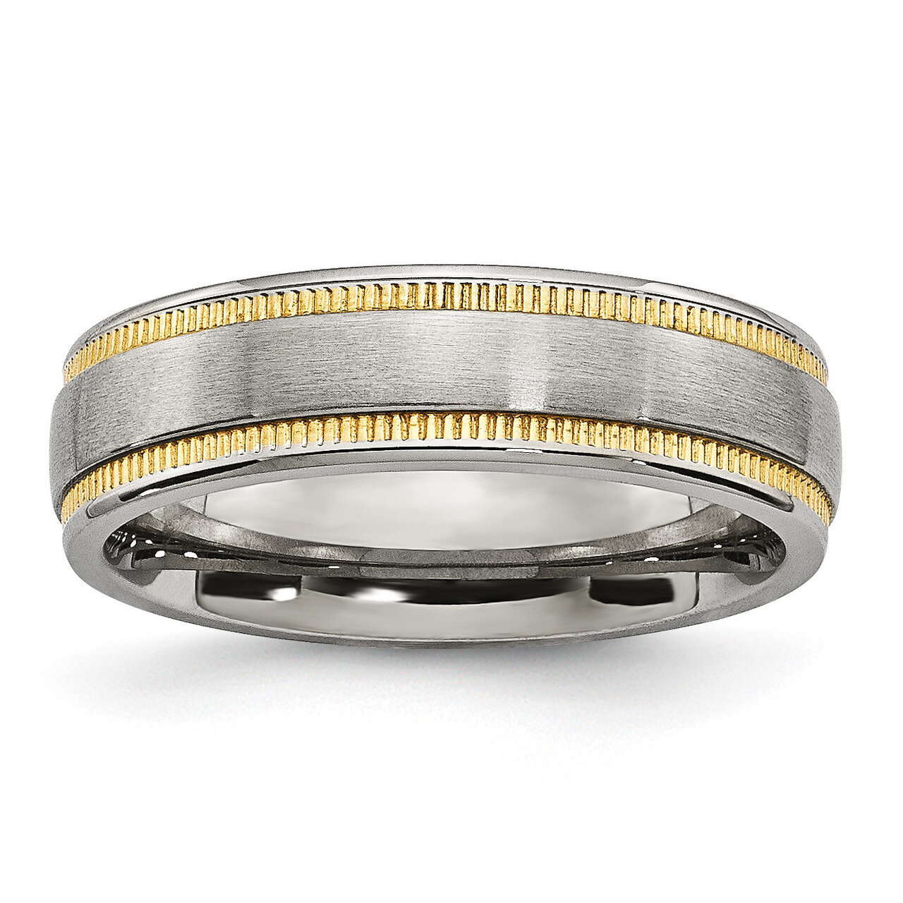 Brushed and Polished Yellow Ip-Plated Band Stainless Steel SR617-9