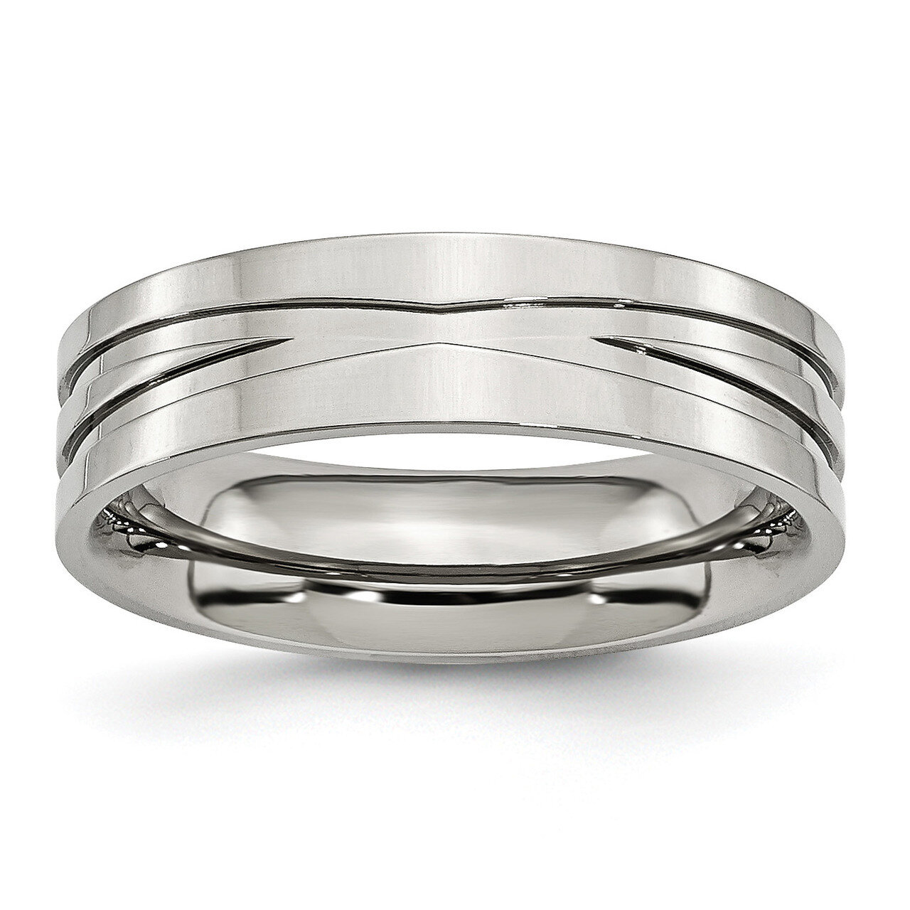 Grooved 6mm Polished Band Stainless Steel SR99-10