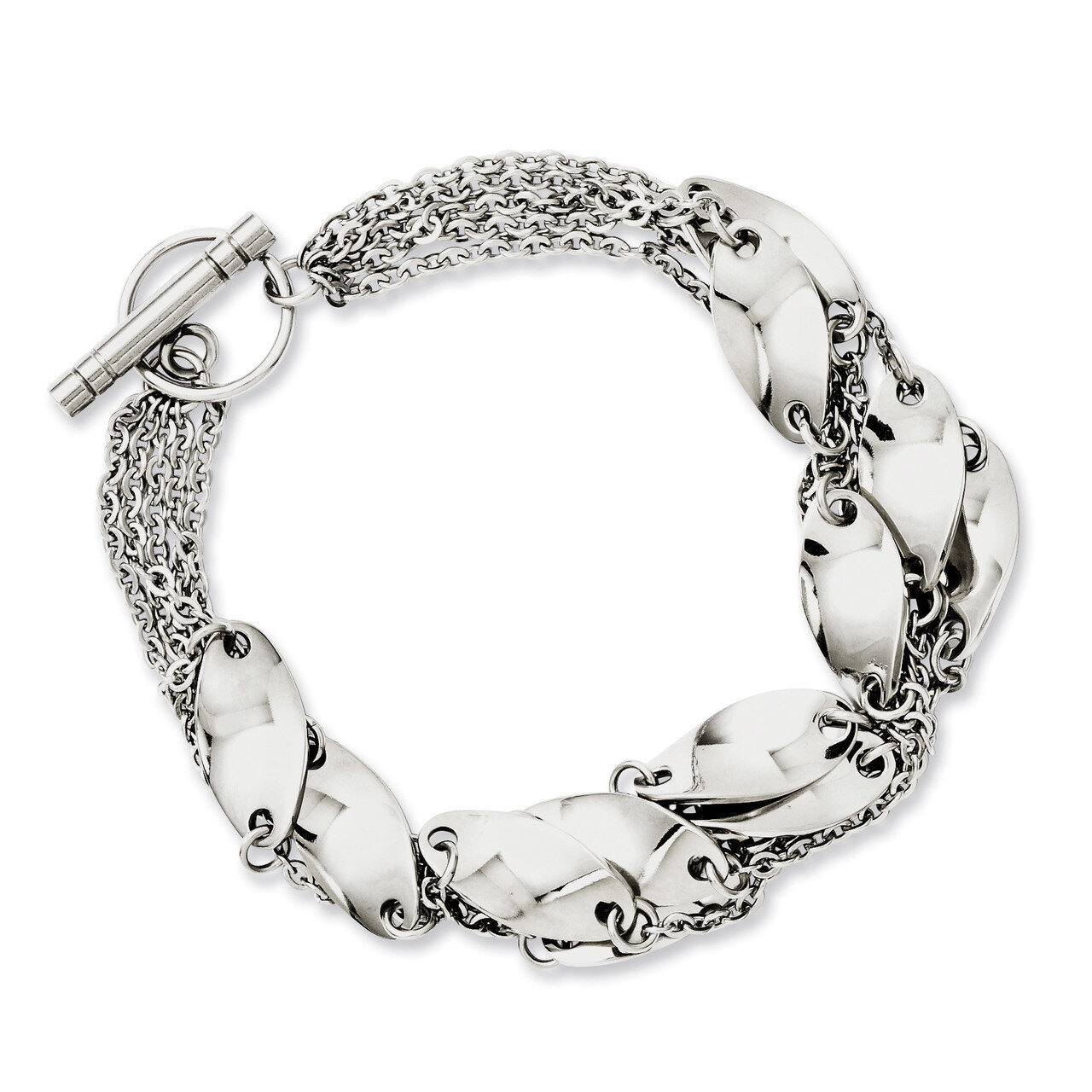Polished Swirl 8 Inch Toggle Bracelet Stainless Steel SRB1075-8