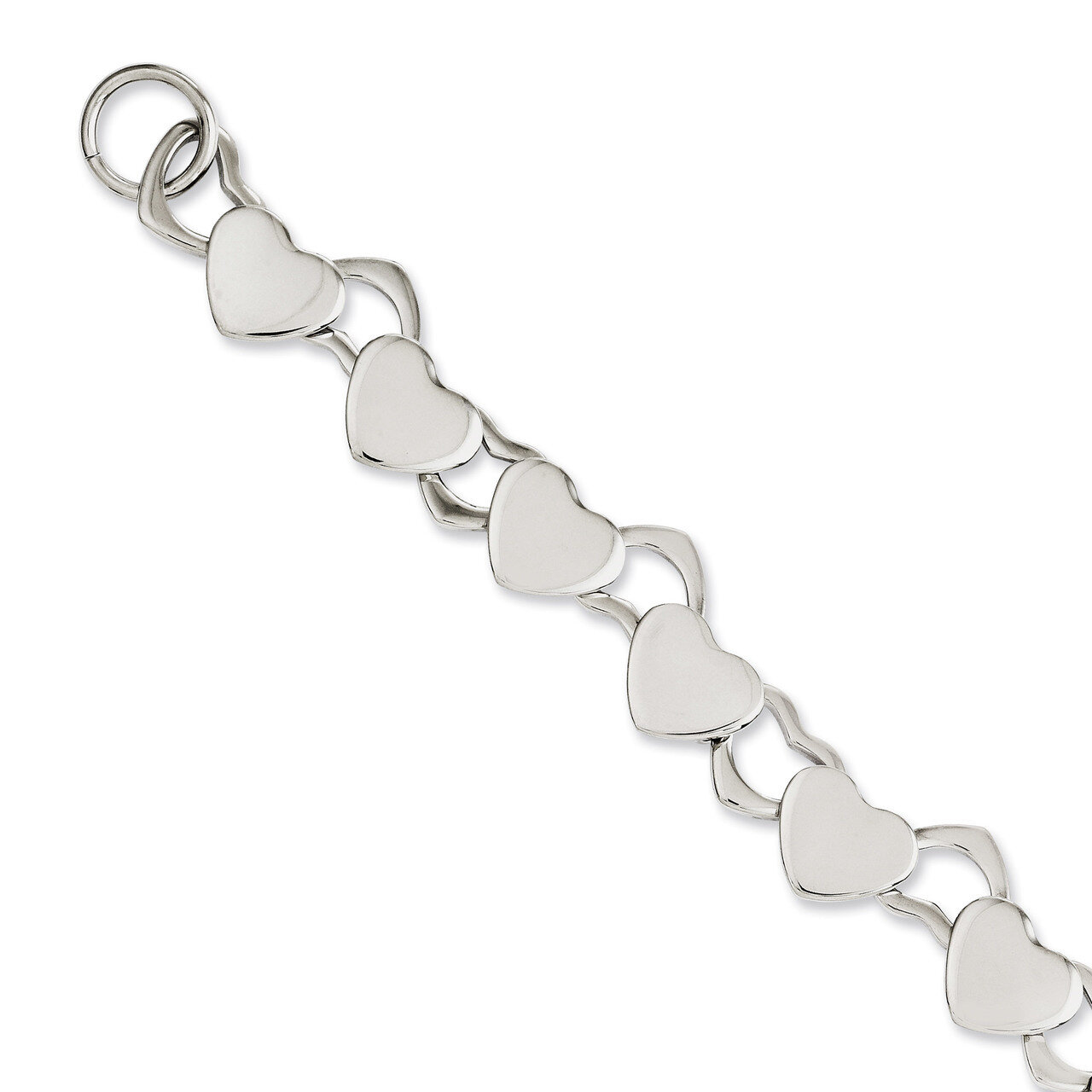 Polished Hearts 8.5 Inch Toggle Bracelet Stainless Steel SRB1138-8.5