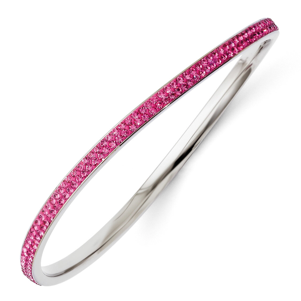 Polished Pink Crystal Wavy Bangle Stainless Steel SRB1211