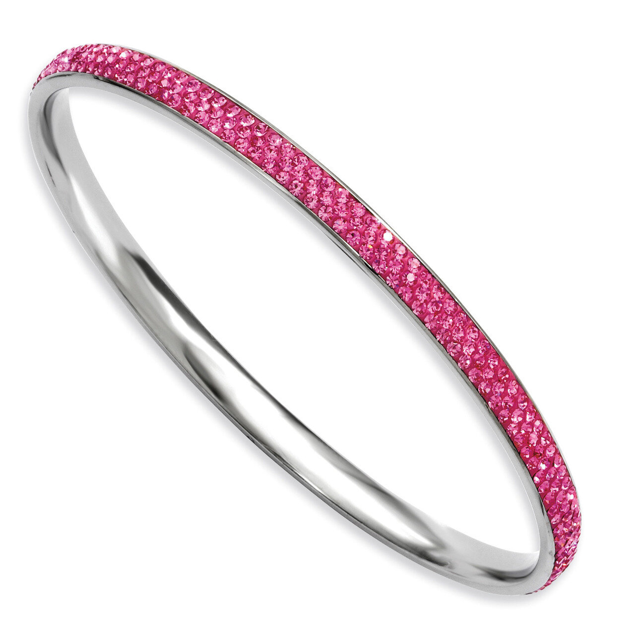 Pink Crystal Rounded Bangle Stainless Steel SRB773