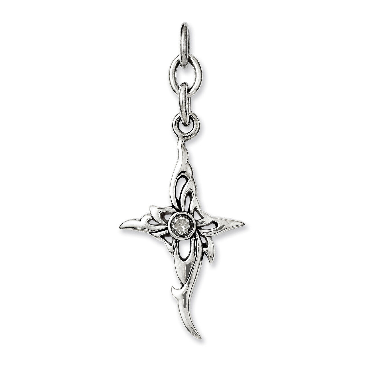 Cross with Cz Interchangeable Charm Pendant Stainless Steel SRCH232