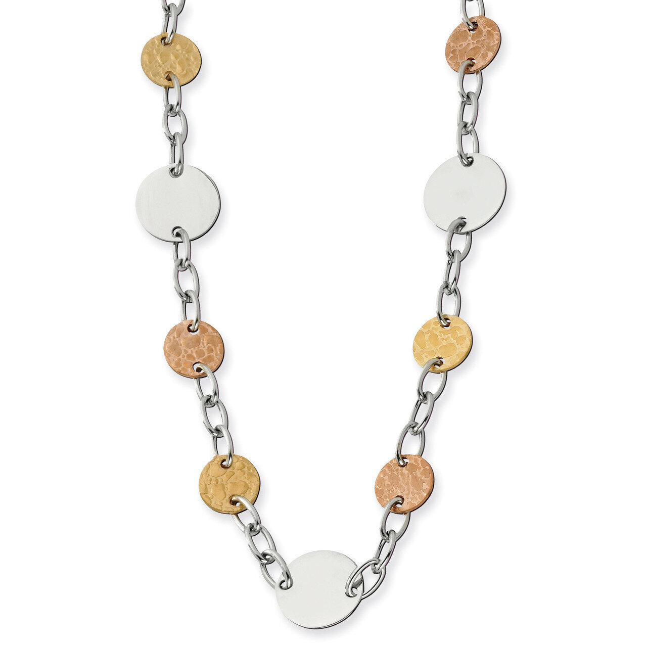 Pink & Yellow Ip-Plated Circle 26.5In Necklace Stainless Steel SRN407-24