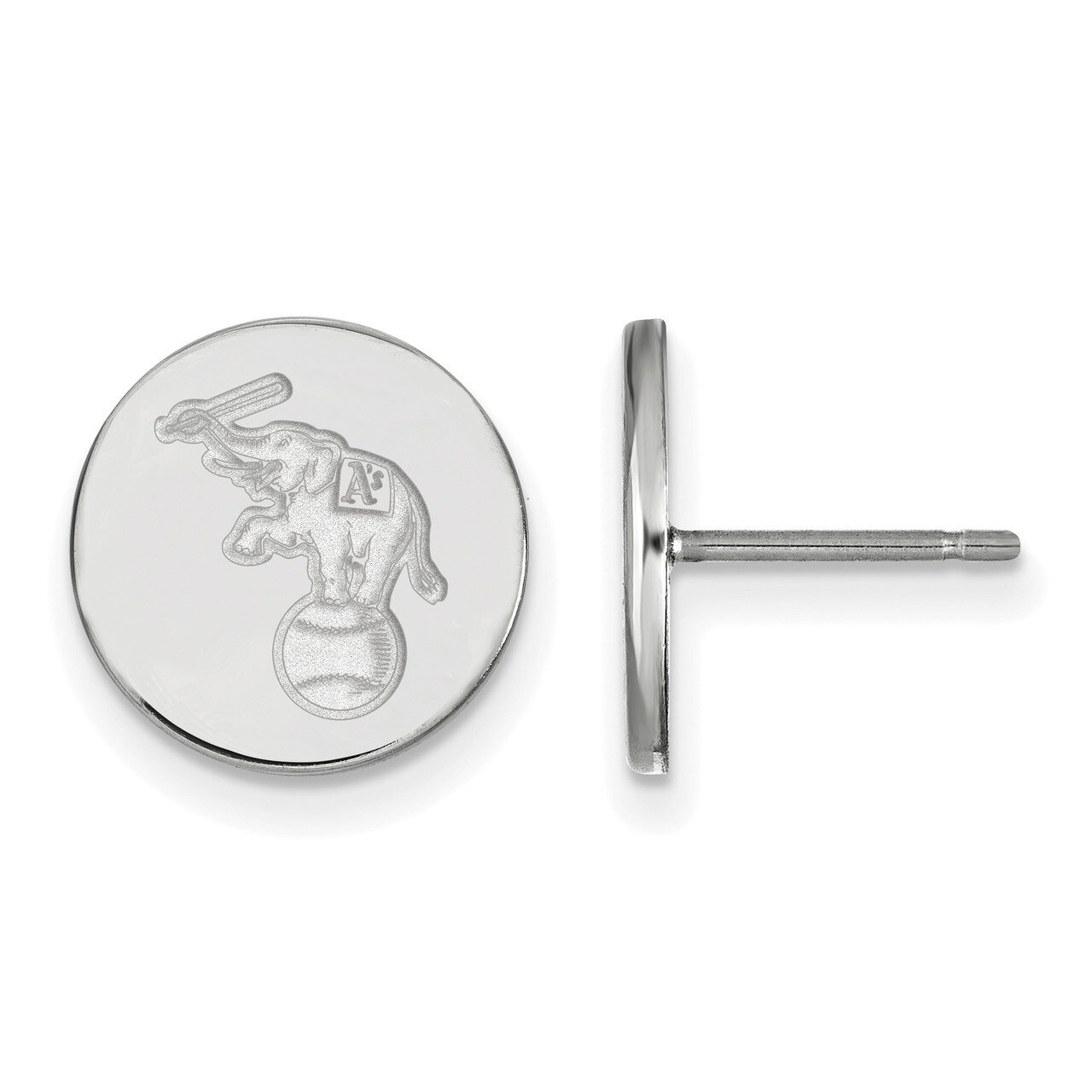 Oakland Athletics Small Disc Earring Sterling Silver SS024ATH