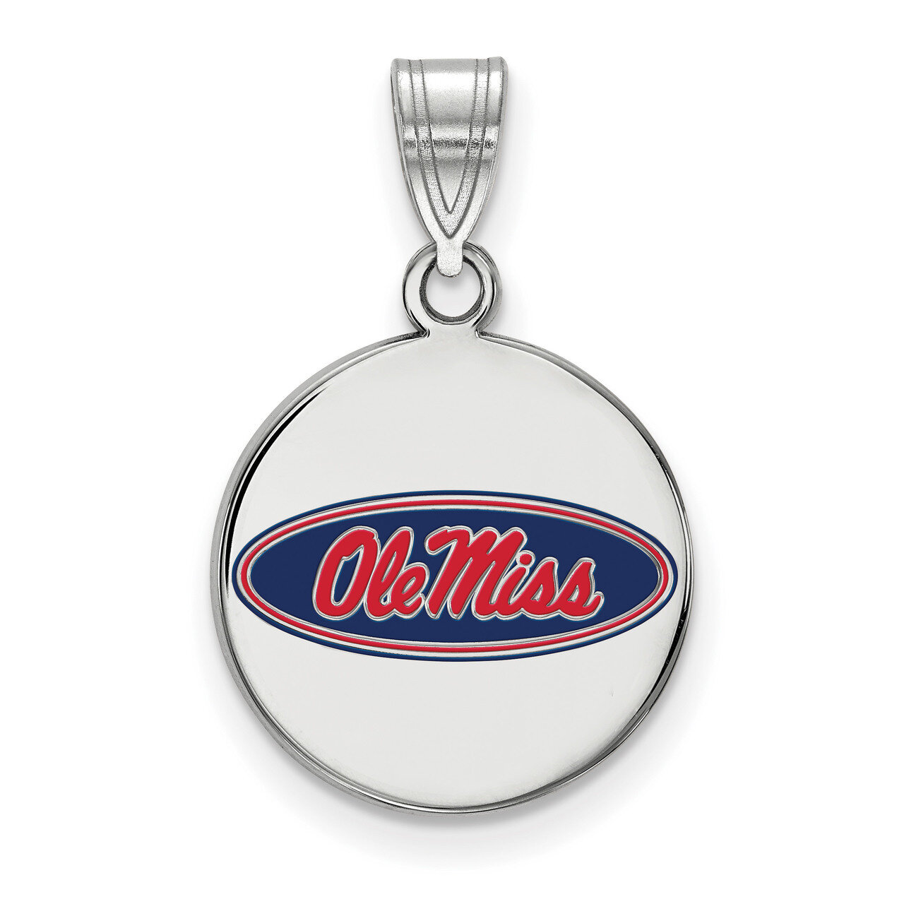 University of Mississippi Medium Enamel Disc Pendant Sterling Silver SS040UMS