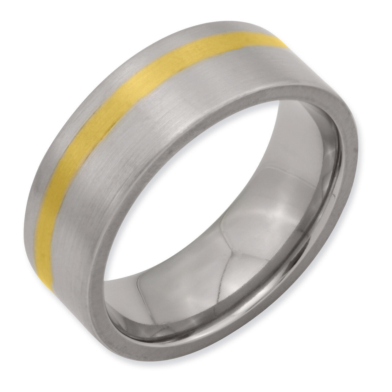 14K Gold Inlay 8mm Satin Band Titanium TB107-13
