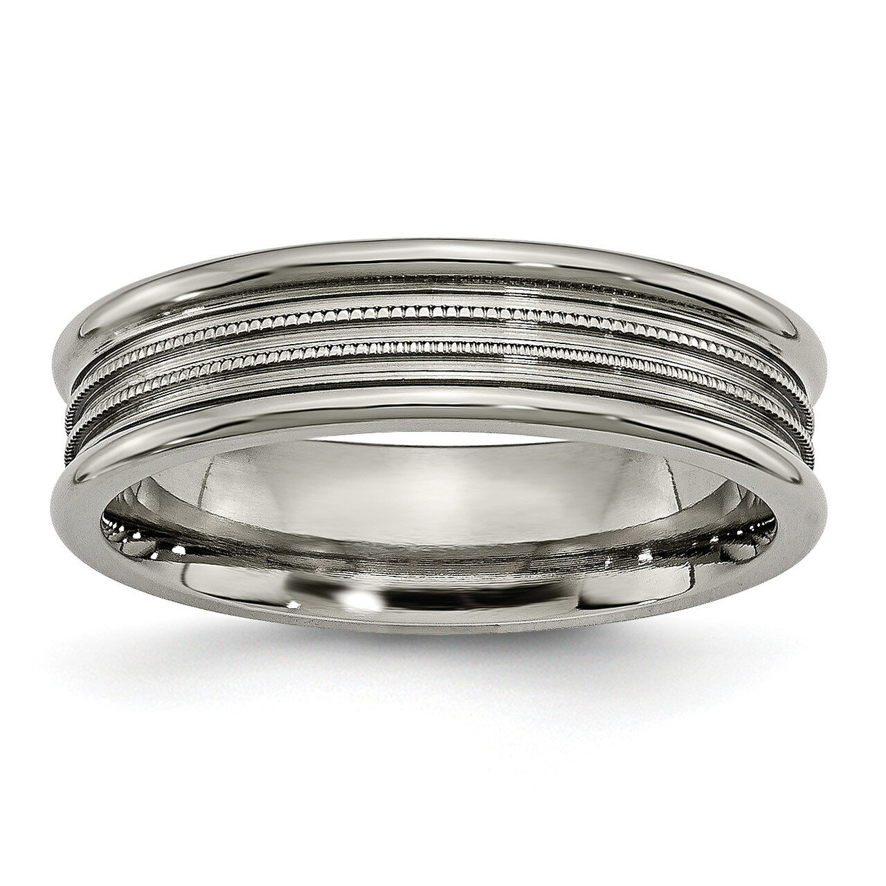 Grooved and Beaded 6mm Polished Band Titanium TB129-10.5