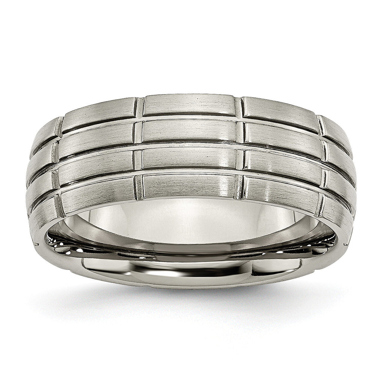 Grooved 8mm Brushed and Polished Band Titanium TB183-10