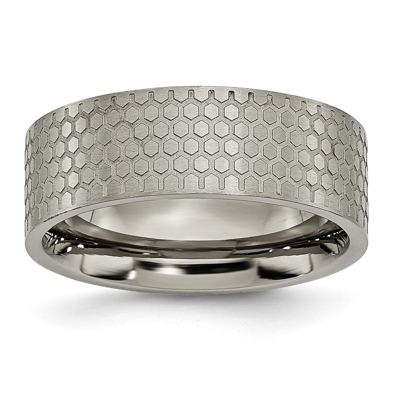 8mm Brushed Patterned Flat Band Titanium TB252-10