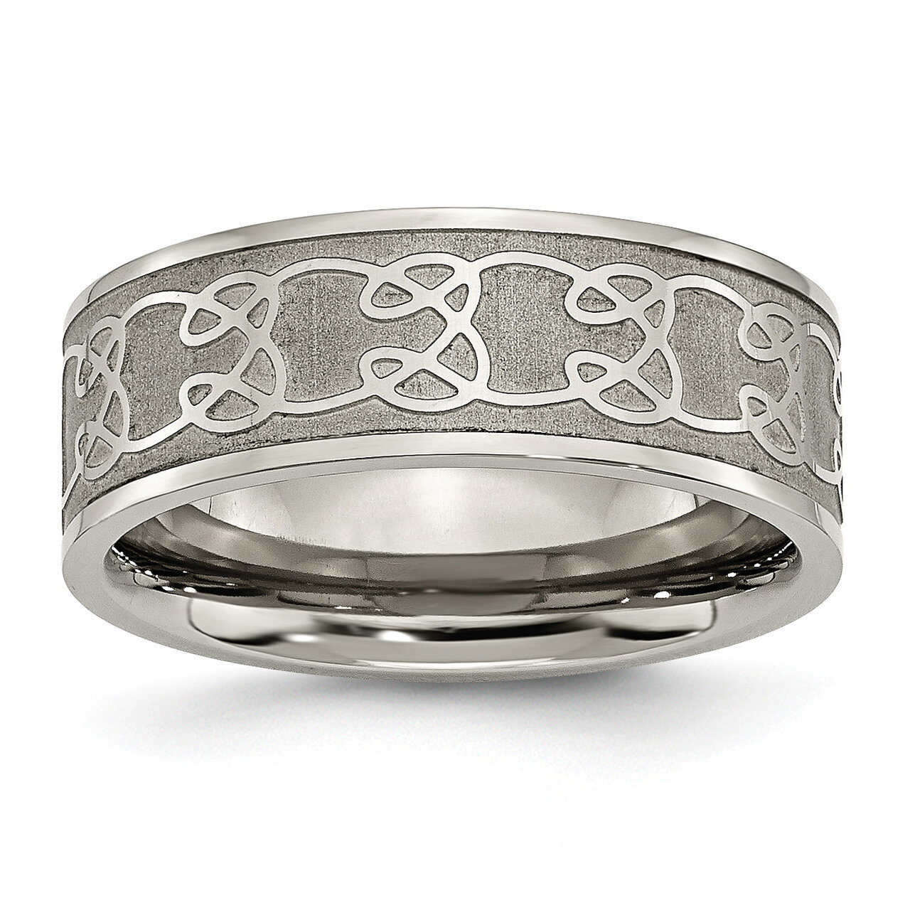 8mm Satin and Polished Scroll Design Band Titanium TB258-10
