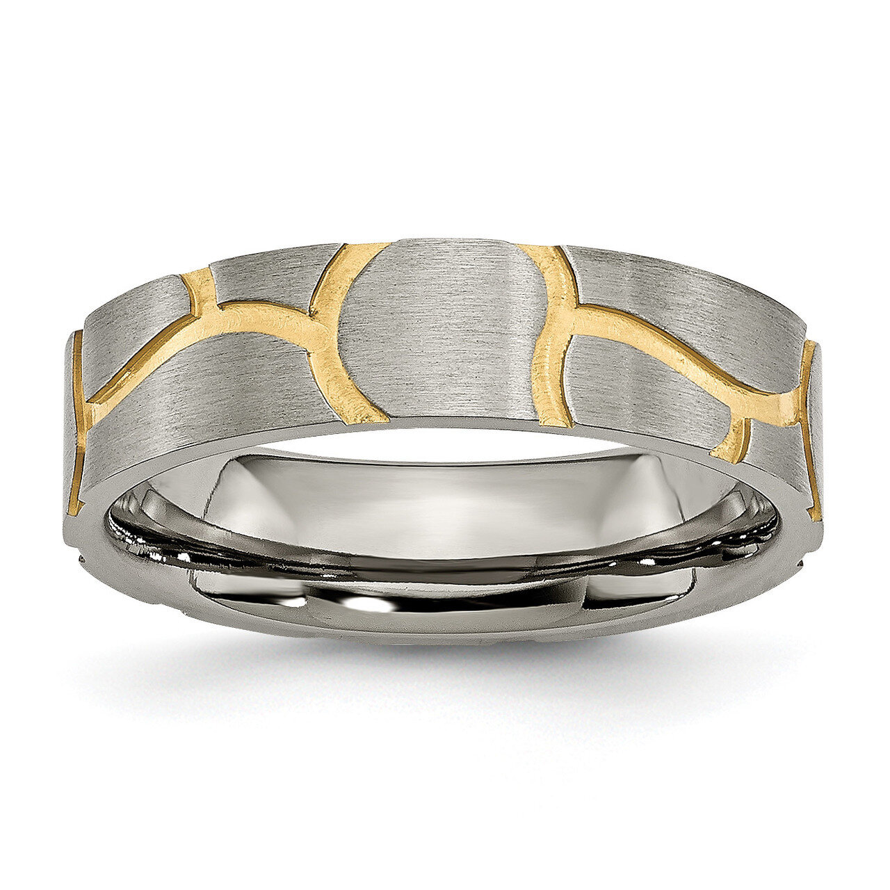 Grooved Yellow Ip-Plated Ladies 6mm Brushed Band Titanium TB272-10