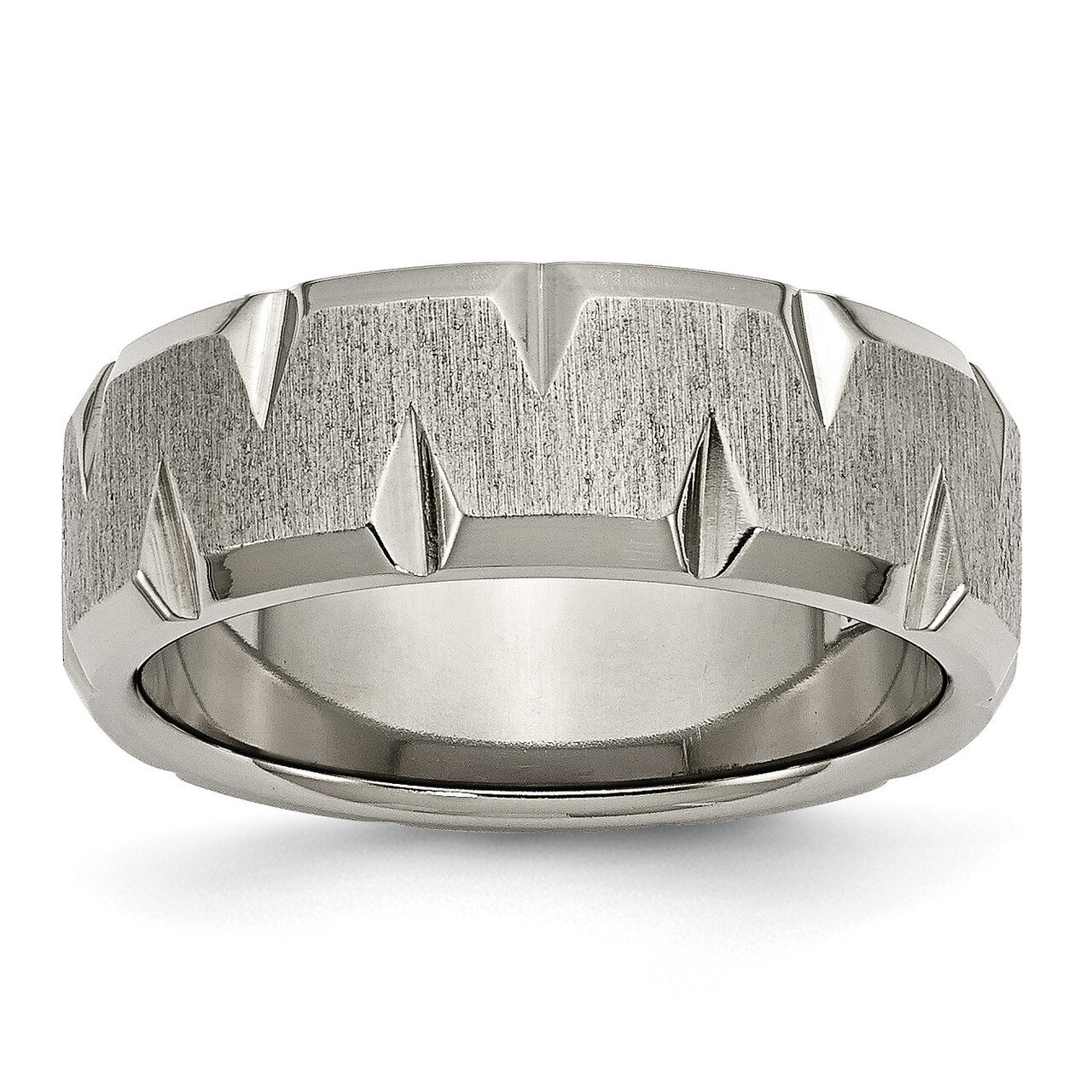 Beveled Edge Notched 8mm Brushed Band Titanium TB318-10.5