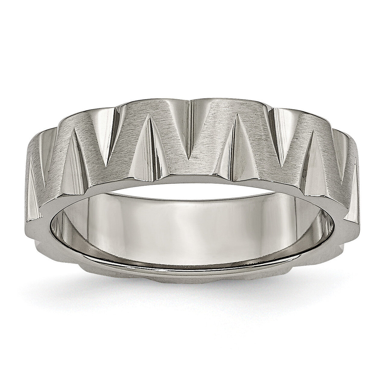 Notched 6mm Satin &amp; Polished Band Titanium TB327-10