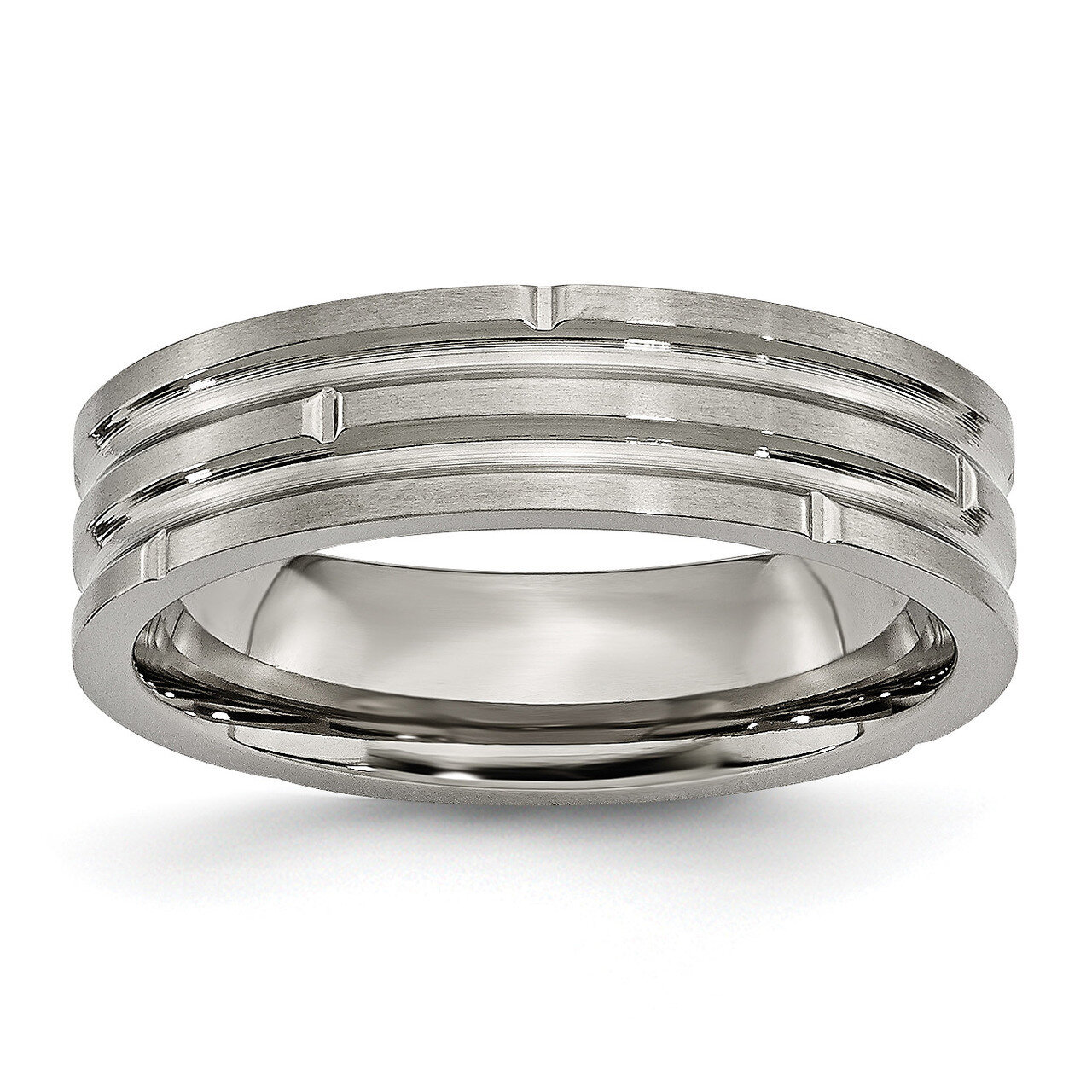 Grooved 6mm Polished and Satin Band Titanium TB329-10