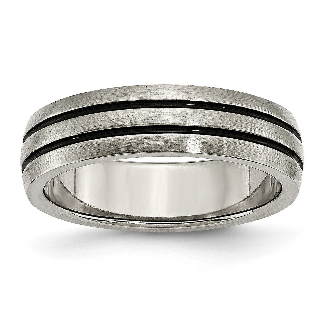 Enameled Grooved 6mm Satin Band Titanium TB340-11