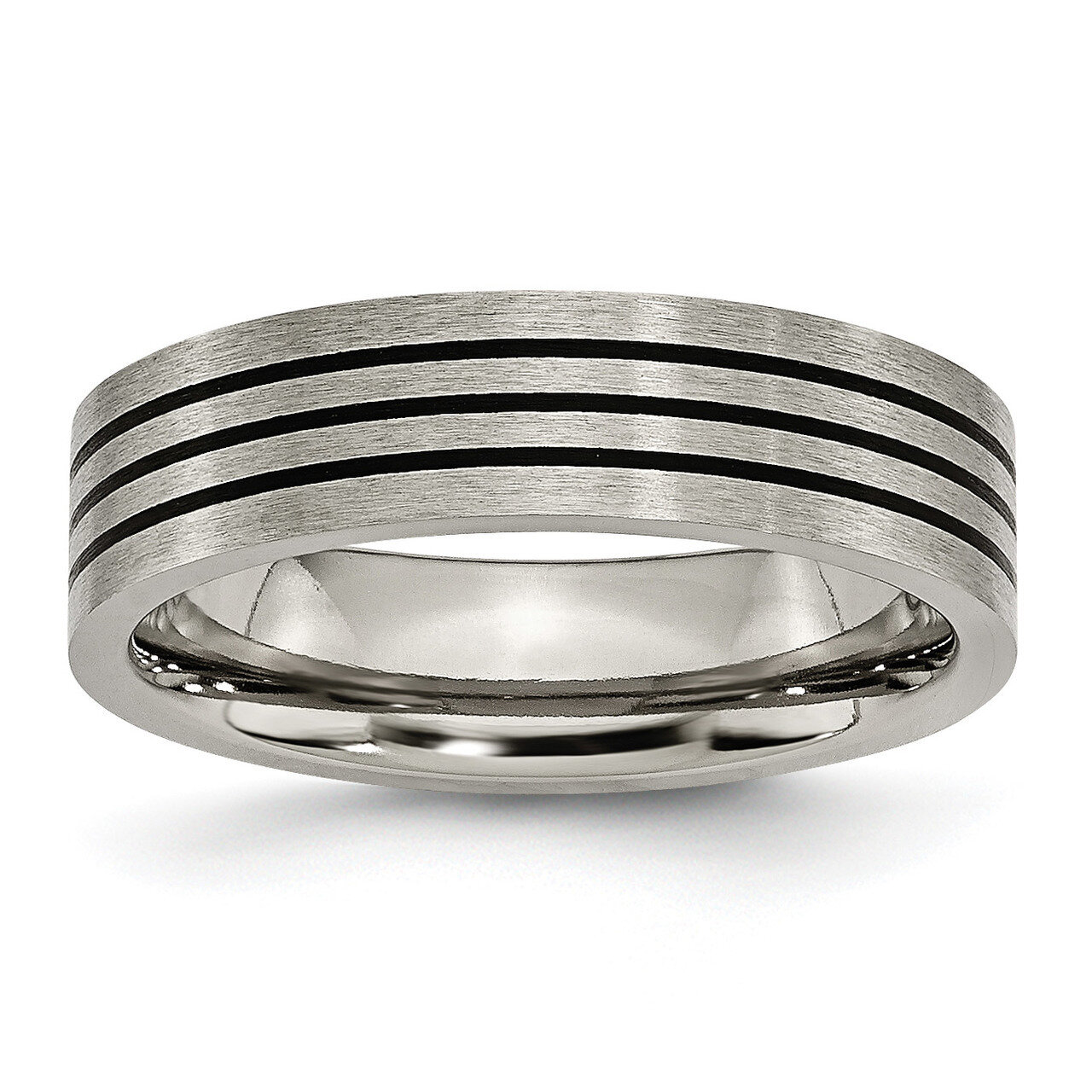 Enameled Flat 6mm Satin &amp; Polished Band Titanium TB347-10