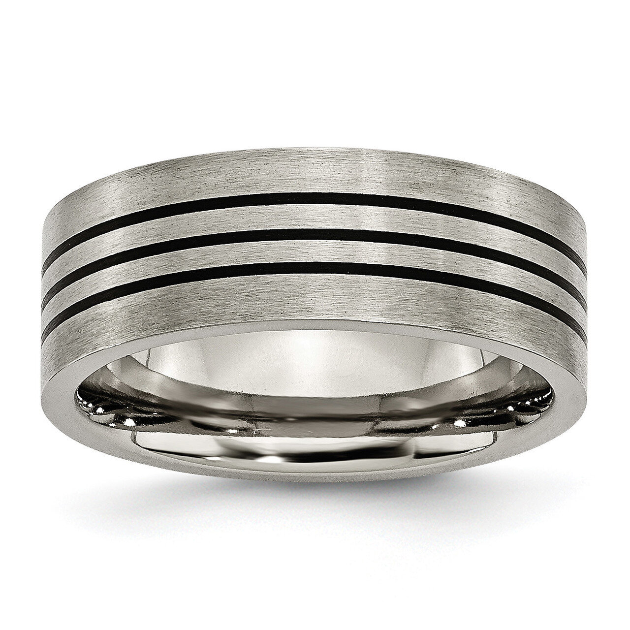 Enameled Flat 8mm Satin &amp; Polished Band Titanium TB348-10