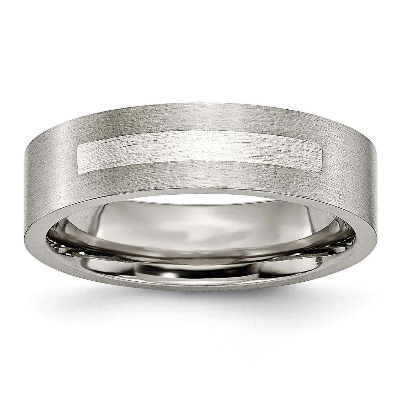 Titanium Flat 6mm Inlay Brushed Band Sterling Silver TB367-10