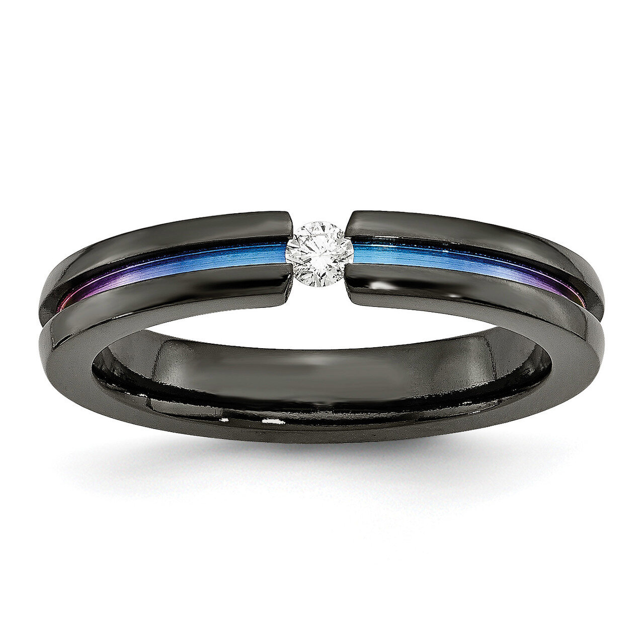 Black Ti Multi-Colored Anodized with 3mm .10Ct Dia. 4mm Band Titanium TB407AA-10