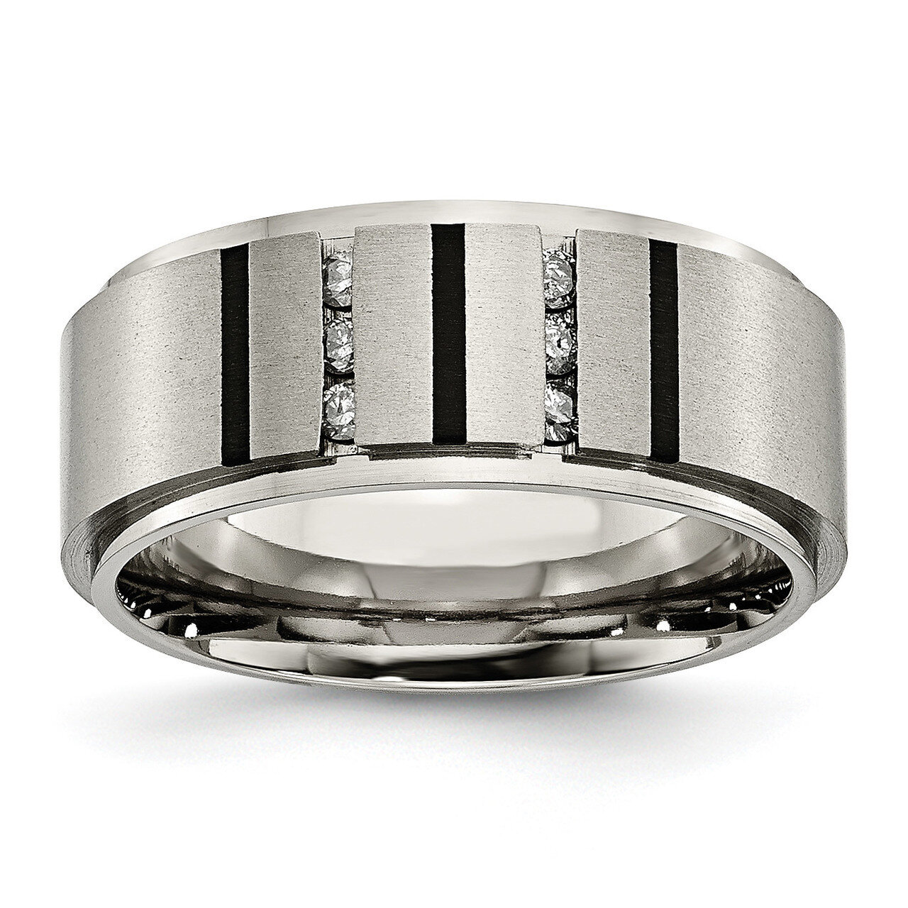 Polished Brushed Ip-Plated 0.15Ct. Diamond 9mm Band Titanium TB436A-10