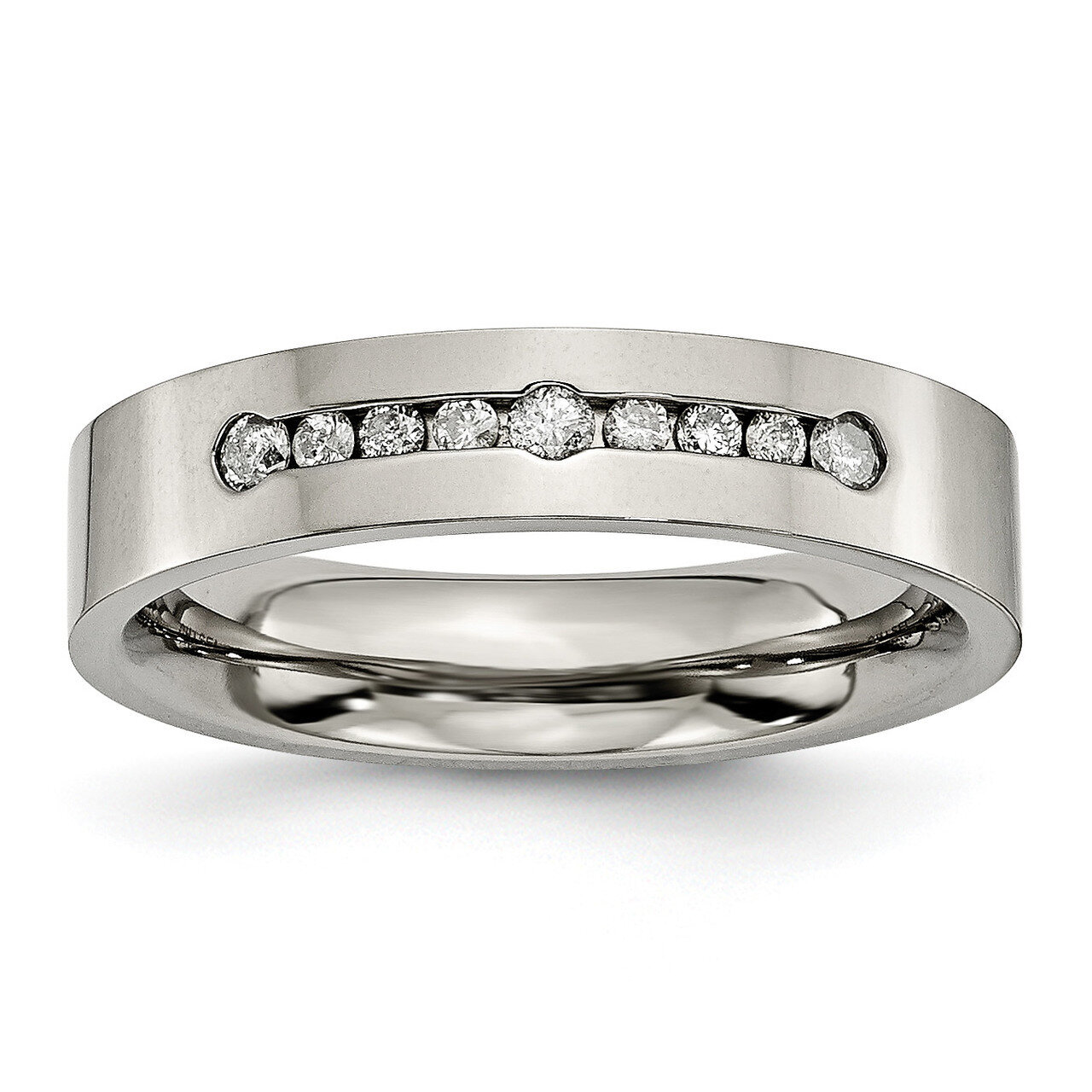 Polished 1/4Ct Tw. Diamond 6mm Band Titanium TB442A-10