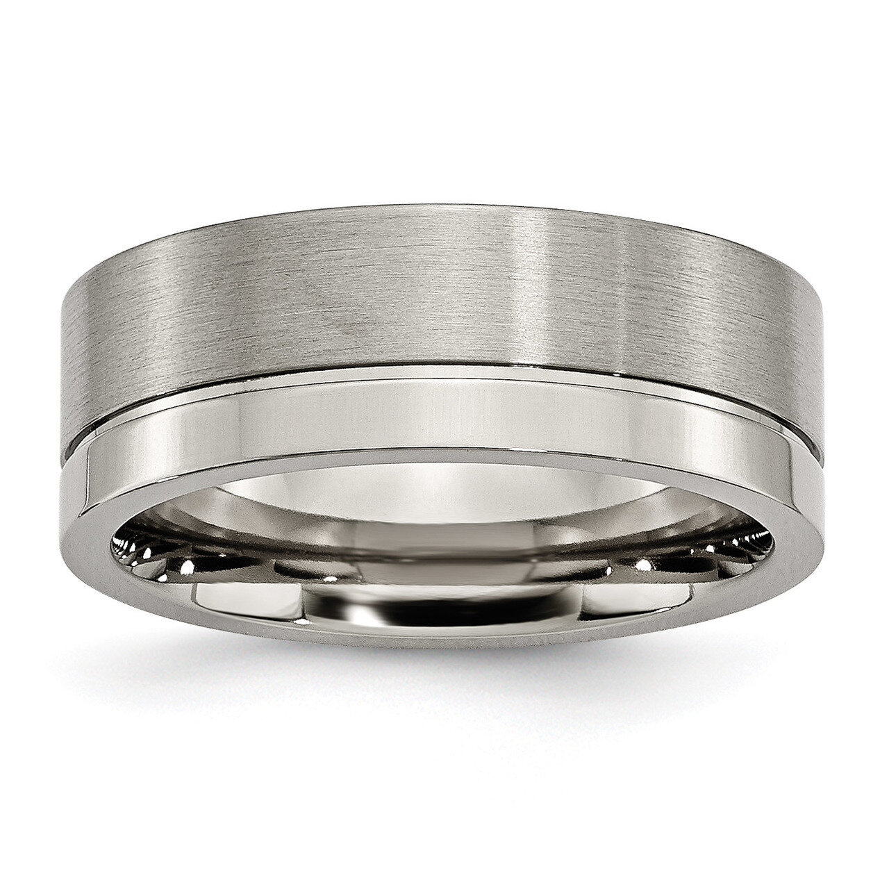 Grooved 8mm Brushed and Polished Band Titanium TB61-10